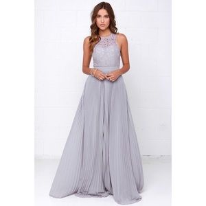 Lulus “Say You Will” Grey Lace Maxi Dress/ Gown